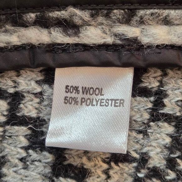 Aris A Womens Diamond Button Front Wool Blend Cardigan Jacket Black White XL - Picture 8 of 12